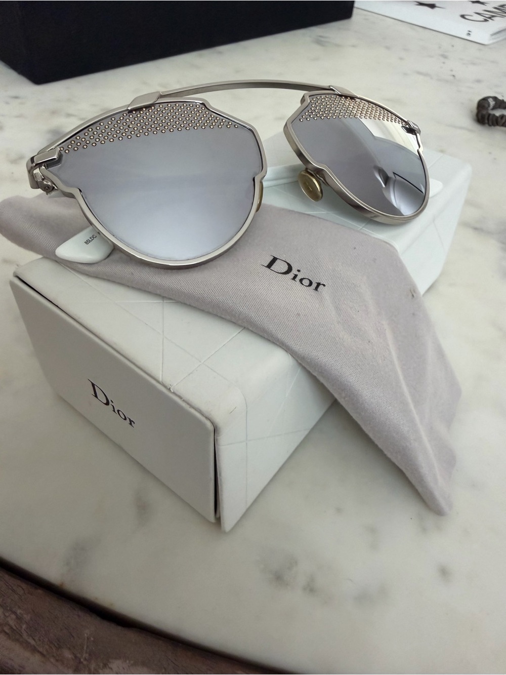 Dior Silver Mirror Cat-Eye Sunglasses